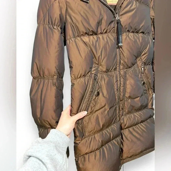 Parajumpers Two-tone Long Chocolate Brown Down Feather Puffer Ski Jacket Size XS - Picture 5 of 14